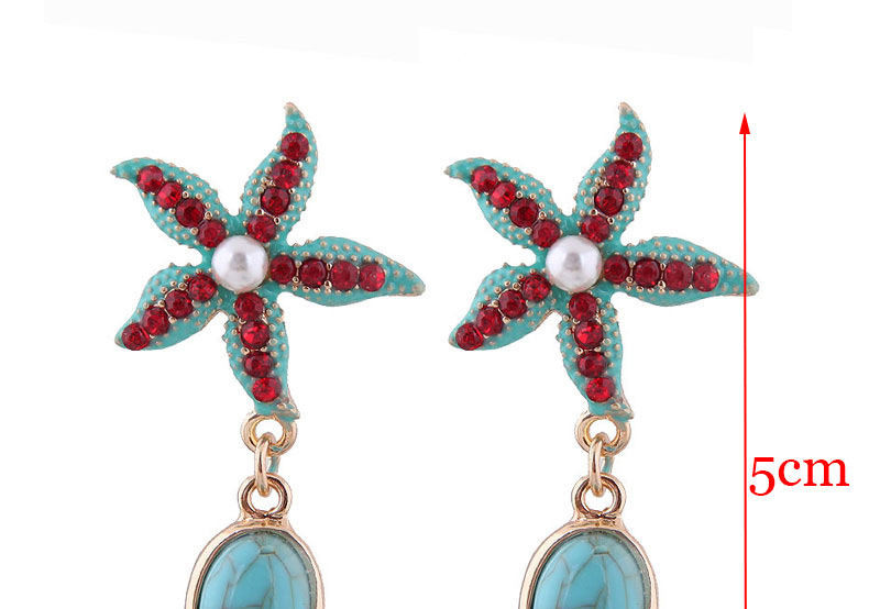 Fashion Green Metal Seashell Wind Starfish Drop Earrings,Drop Earrings
