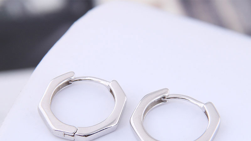 Fashion Silver Sweet And Simple Polygonal Earrings,Clip & Cuff Earrings