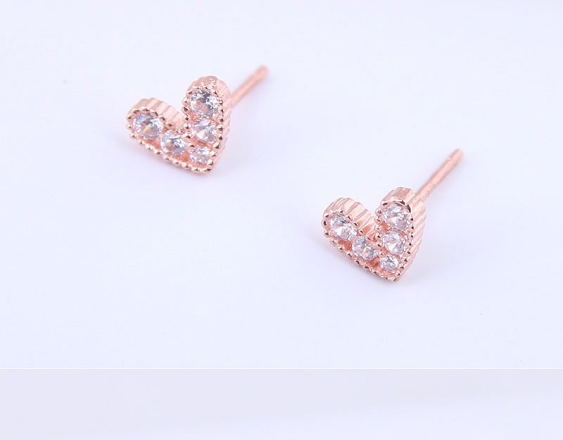 Fashion White Small Flash Diamond Love Earrings,Stud Earrings