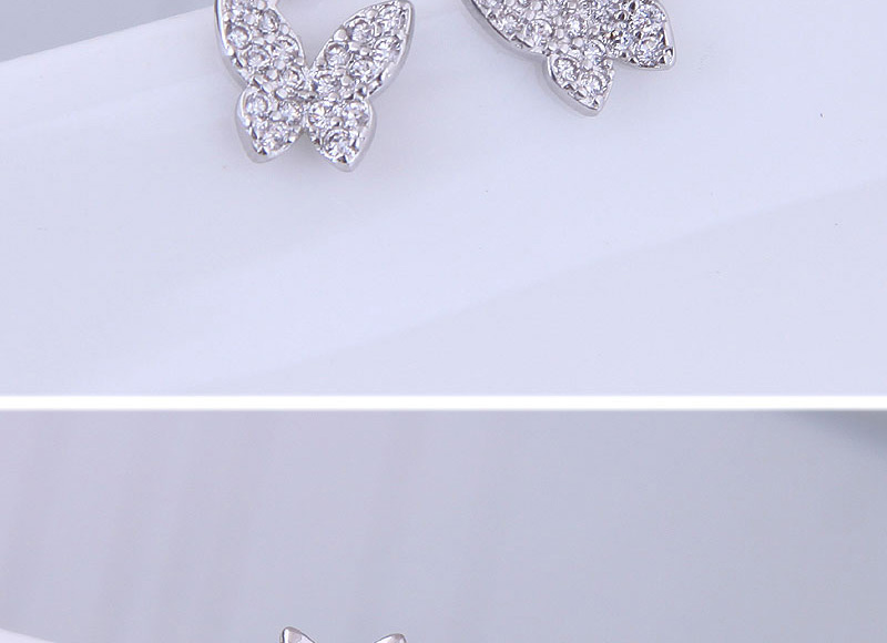 Fashion Silver Copper Plated Gold Glitter Diamond Earrings,Stud Earrings