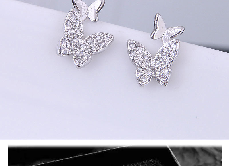 Fashion Silver Copper Plated Gold Glitter Diamond Earrings,Stud Earrings