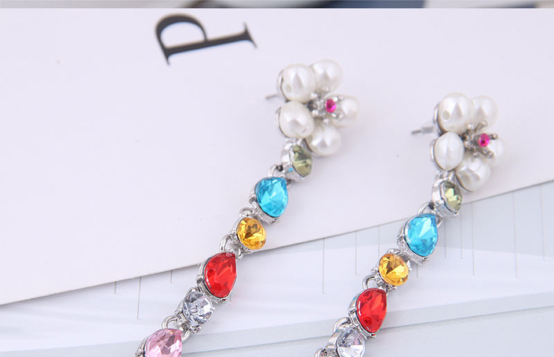 Fashion Color + Gold Metal Gemstone Earrings,Drop Earrings