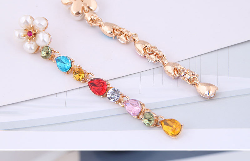 Fashion Color + Gold Metal Gemstone Earrings,Drop Earrings