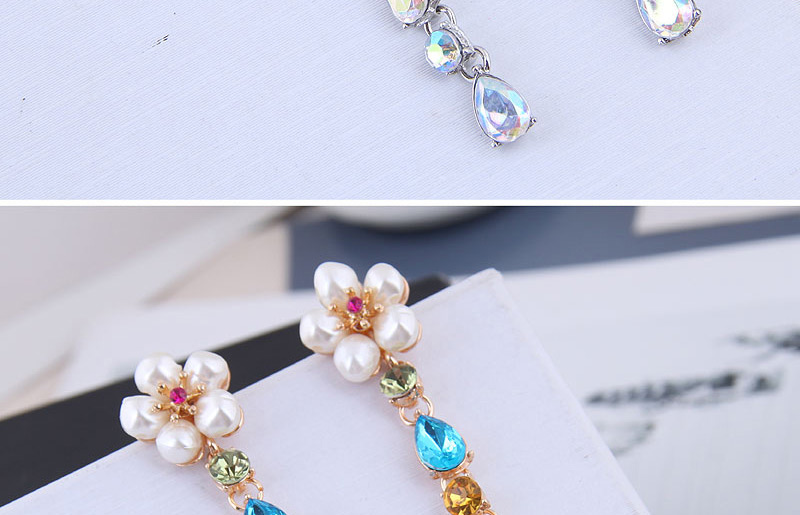 Fashion Color + Silver Metal Gemstone Earrings,Drop Earrings