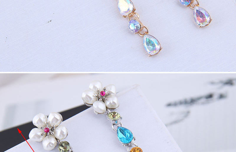 Fashion White + Silver Metal Gemstone Earrings,Drop Earrings