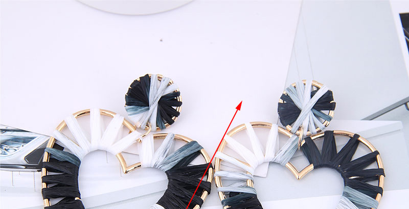 Fashion Black + White Metal Braided Earrings,Drop Earrings