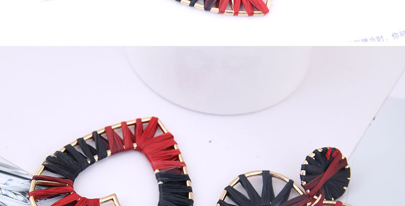 Fashion Red + Black Metal Braided Earrings,Drop Earrings