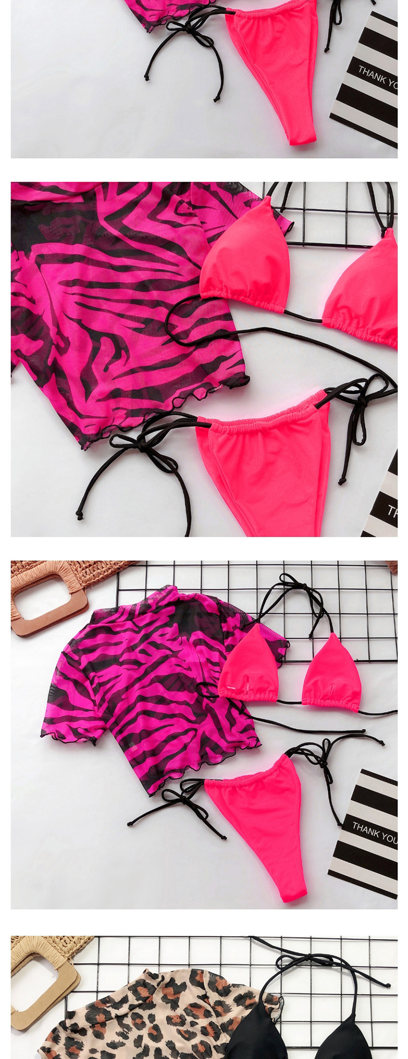 Fashion Leopard Three Print Split Swimsuits,Bikini Sets
