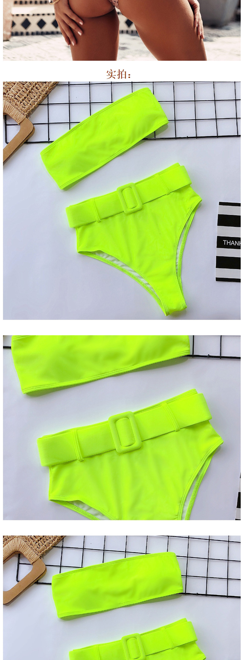 Fashion Fluorescent Green High-waist Printed Bikini,Bikini Sets