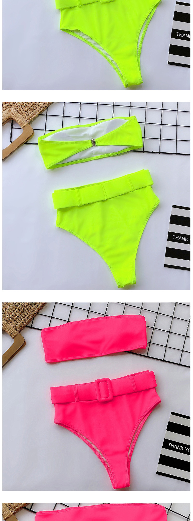 Fashion Fluorescent Green High-waist Printed Bikini,Bikini Sets