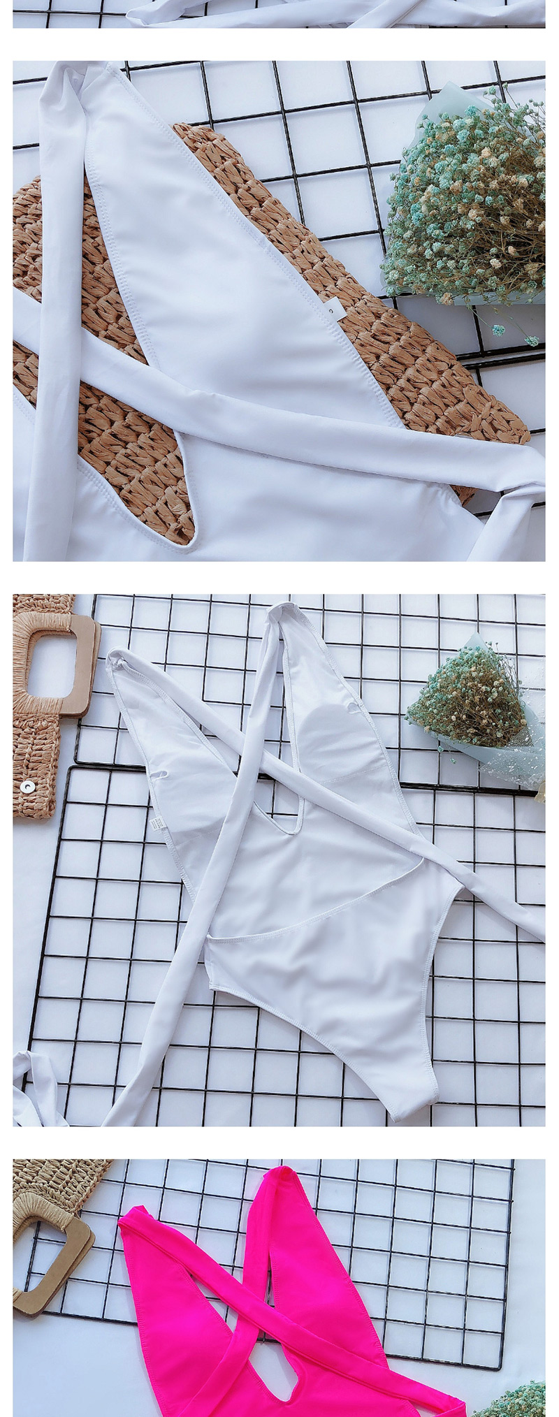 Fashion White Lace-up One-piece Swimsuit,One Pieces