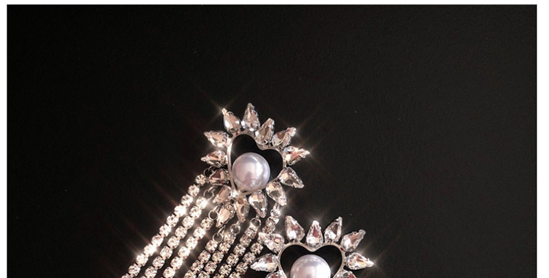 Fashion Earrings (silver Needle) Zircon Love Tassel Earrings,Drop Earrings