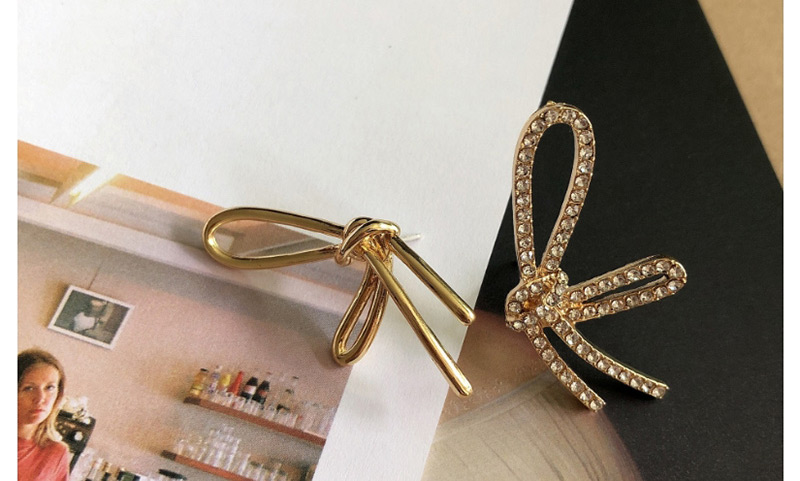 Fashion Gold Rhinestone Bow  Silver Needle Earrings,Drop Earrings