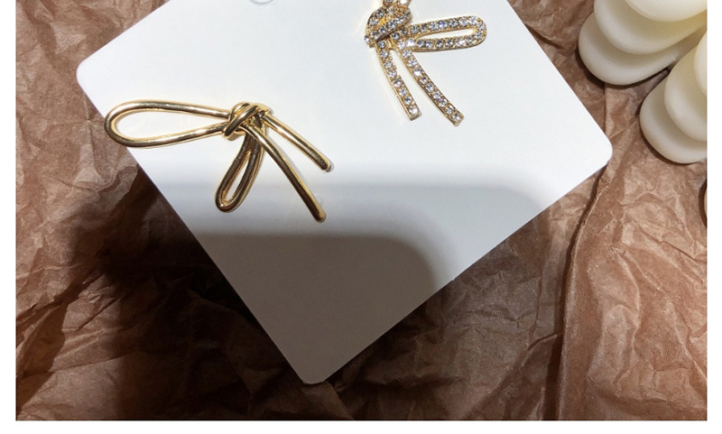 Fashion Gold Rhinestone Bow  Silver Needle Earrings,Drop Earrings