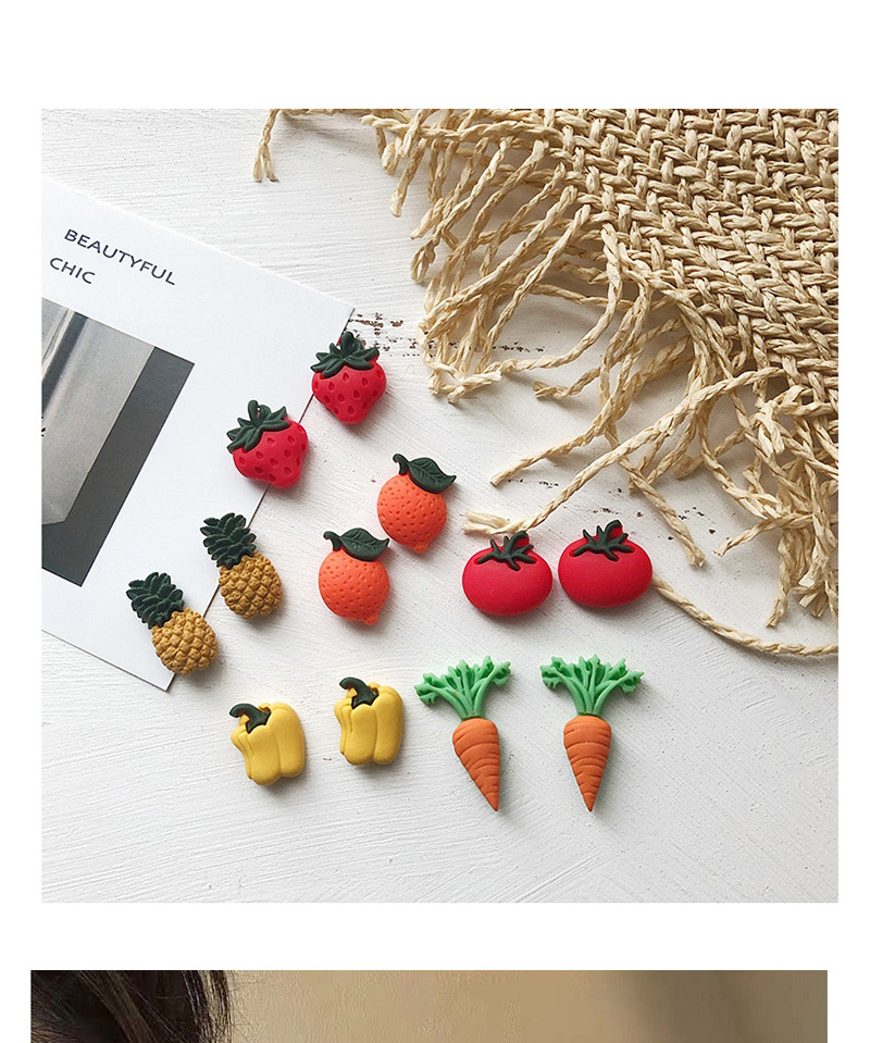 Fashion Carrot  Silver Needle Fruit And Vegetable Earrings,Stud Earrings