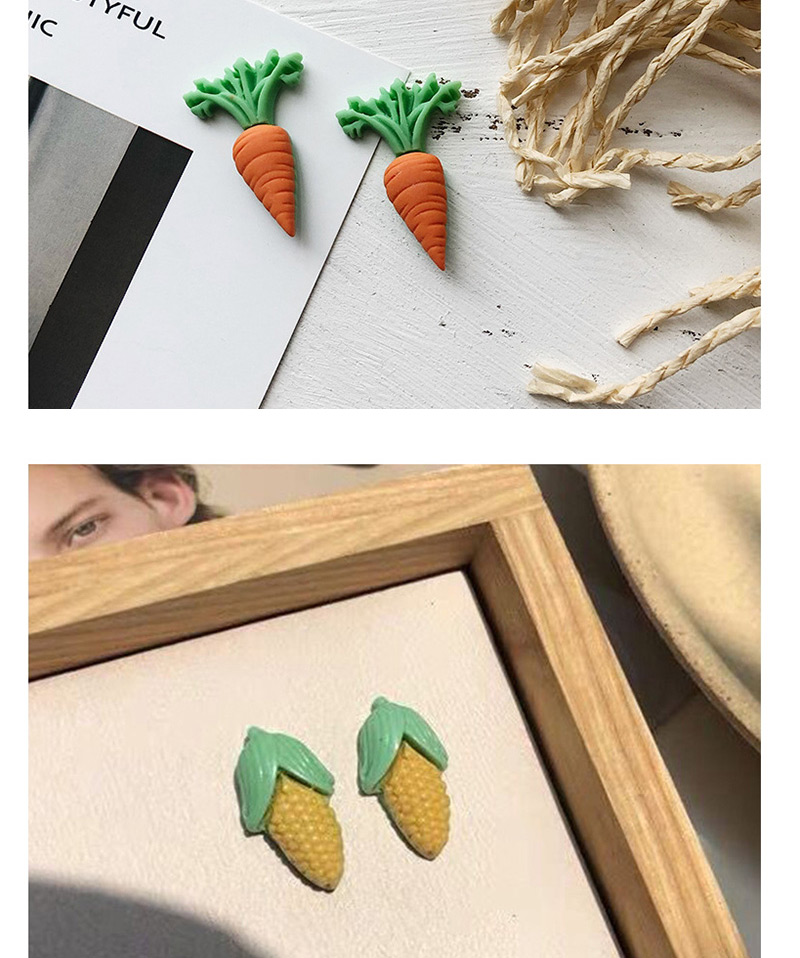 Fashion Corn  Silver Needle Fruit And Vegetable Earrings,Stud Earrings