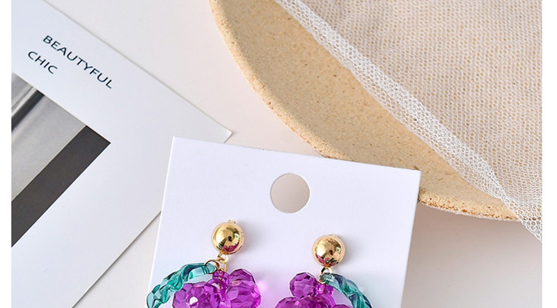 Fashion Big Grape Purple Transparent Acrylic Beaded Grape Earrings,Drop Earrings