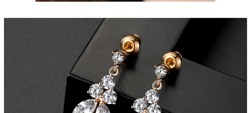 Fashion Gold Micro Inlaid Zircon Earrings,Earrings