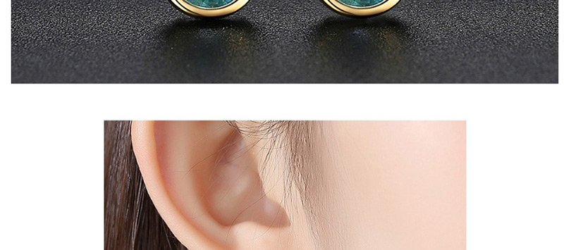 Fashion Green Tourmaline Color Diamond Zircon Round Earrings,Earrings