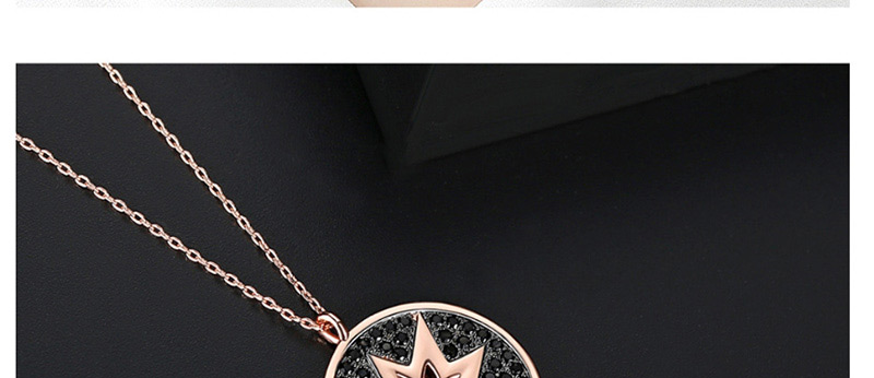 Fashion Rose Gold Flash Star Micro Zircon Round Necklace,Necklaces