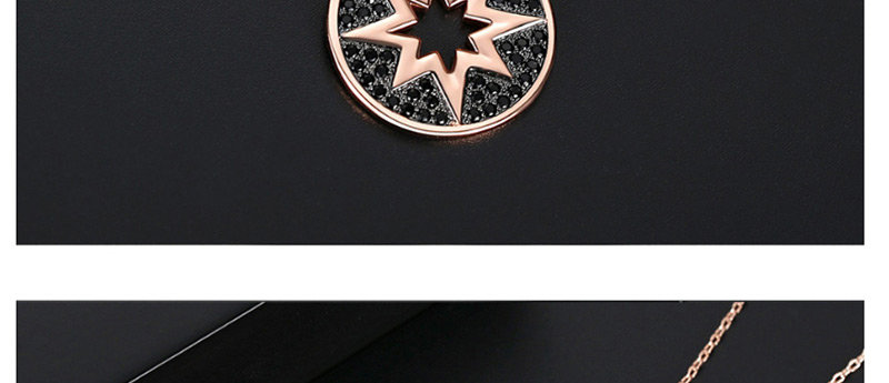 Fashion Rose Gold Flash Star Micro Zircon Round Necklace,Necklaces