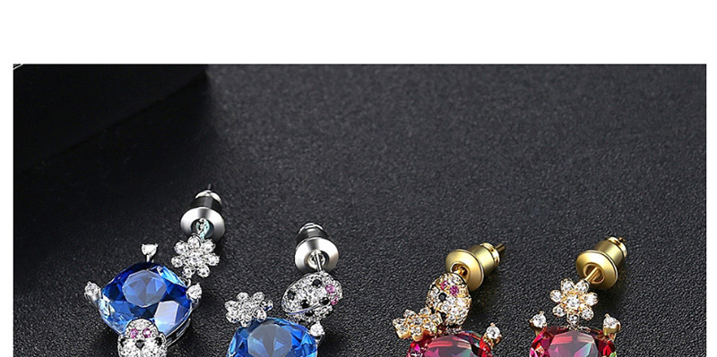 Fashion Blue Copper Inlaid Zirconium Seven-star Ladybug Earrings,Earrings