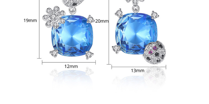 Fashion Blue Copper Inlaid Zirconium Seven-star Ladybug Earrings,Earrings