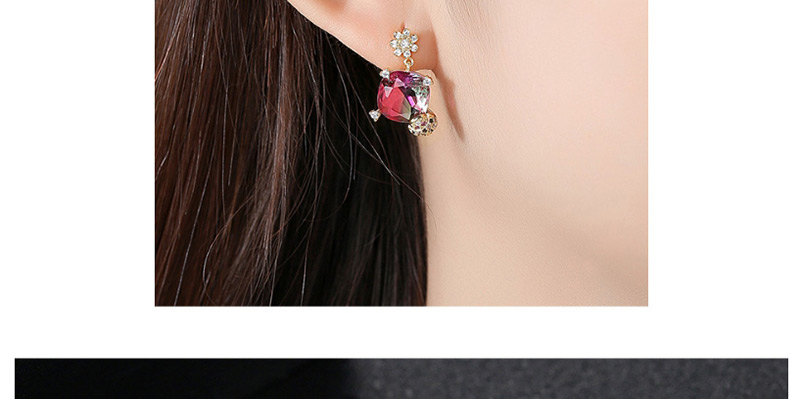 Fashion Red Copper Inlaid Zirconium Seven-star Ladybug Earrings,Earrings