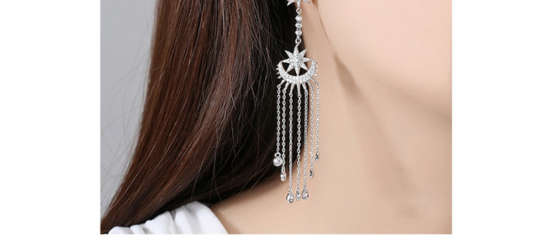 Fashion Platinum Fringed Asymmetrical Earrings,Earrings