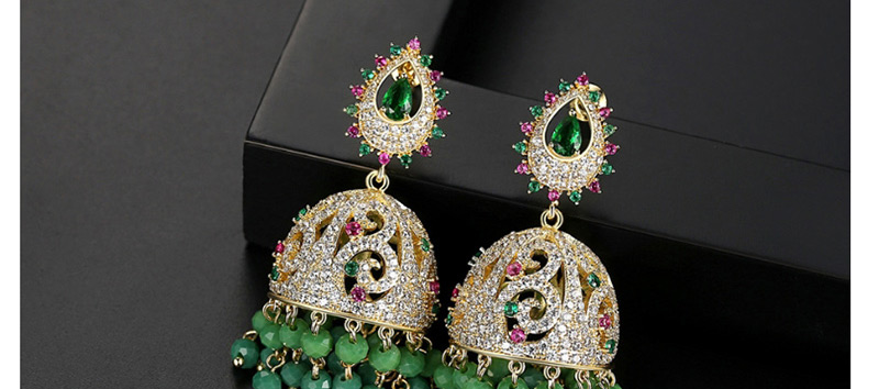 Fashion Green Cui Wei Drip Micro-inlaid Zircon Earrings,Earrings