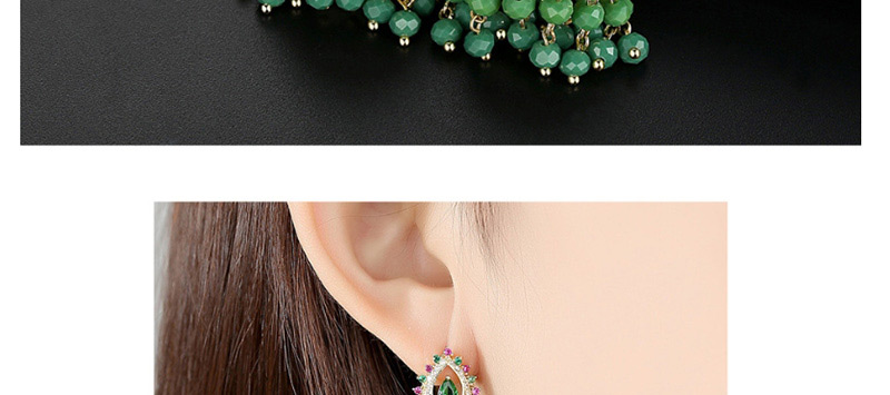 Fashion Green Cui Wei Drip Micro-inlaid Zircon Earrings,Earrings