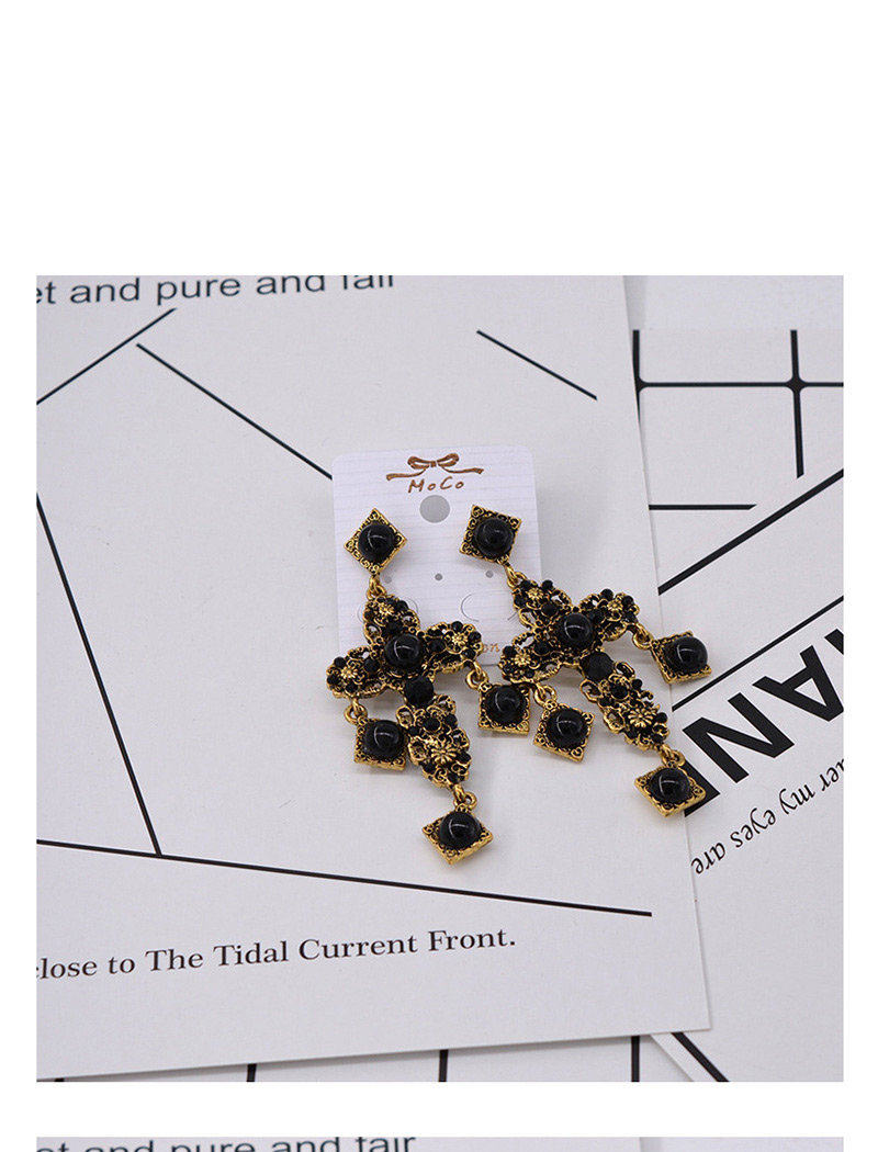 Fashion Black Rhinestone Cross Tassel Earrings,Drop Earrings