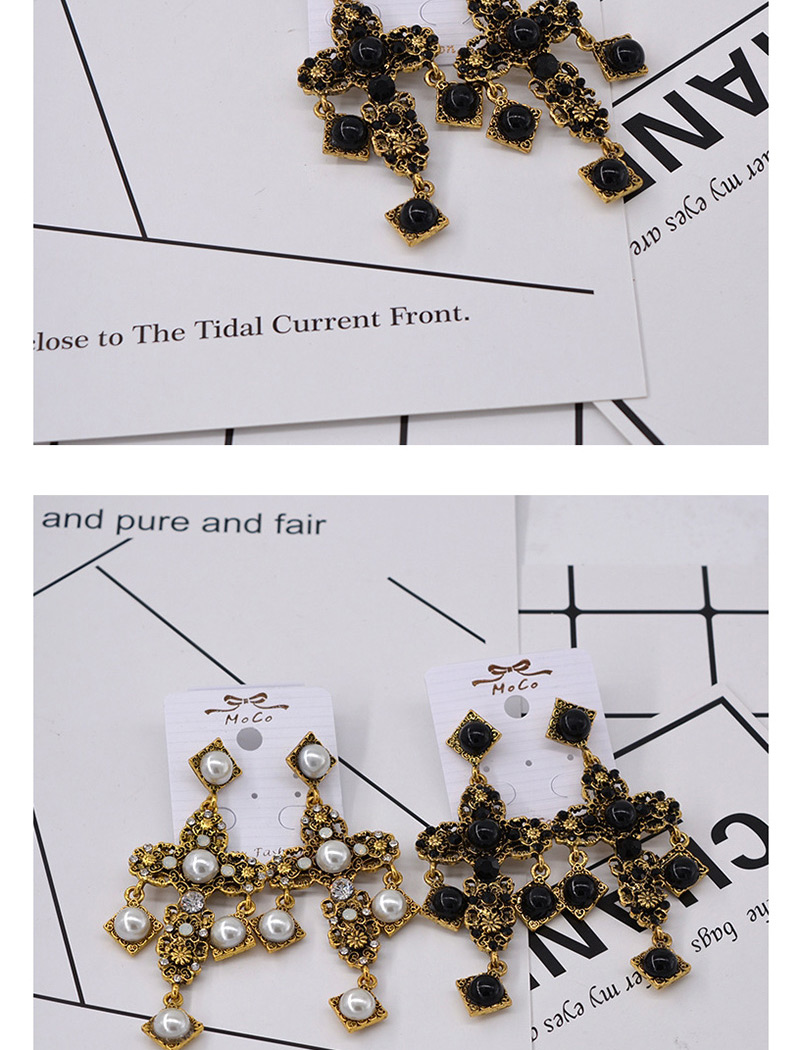 Fashion Black Rhinestone Cross Tassel Earrings,Drop Earrings