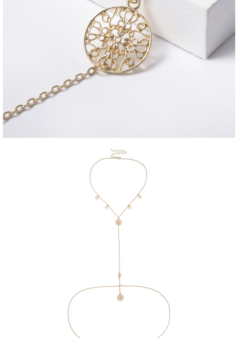 Fashion Gold Multi-layer Geometry Embossed Hollow Tassel Body Chain,Body Piercing Jewelry