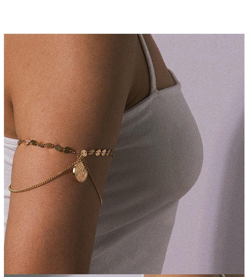 Fashion White K Geometric Sequin Portrait Embossed Multi-layer U-shaped Chain Arm Chain,Body Piercing Jewelry