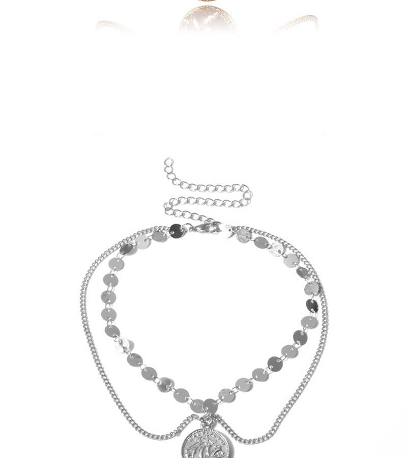 Fashion White K Geometric Sequin Portrait Embossed Multi-layer U-shaped Chain Arm Chain,Body Piercing Jewelry