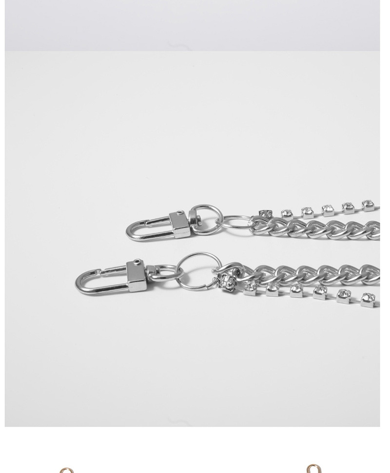 Fashion White K Chain-studded Multi-layer Geometric Waist Chain,Waist Chain