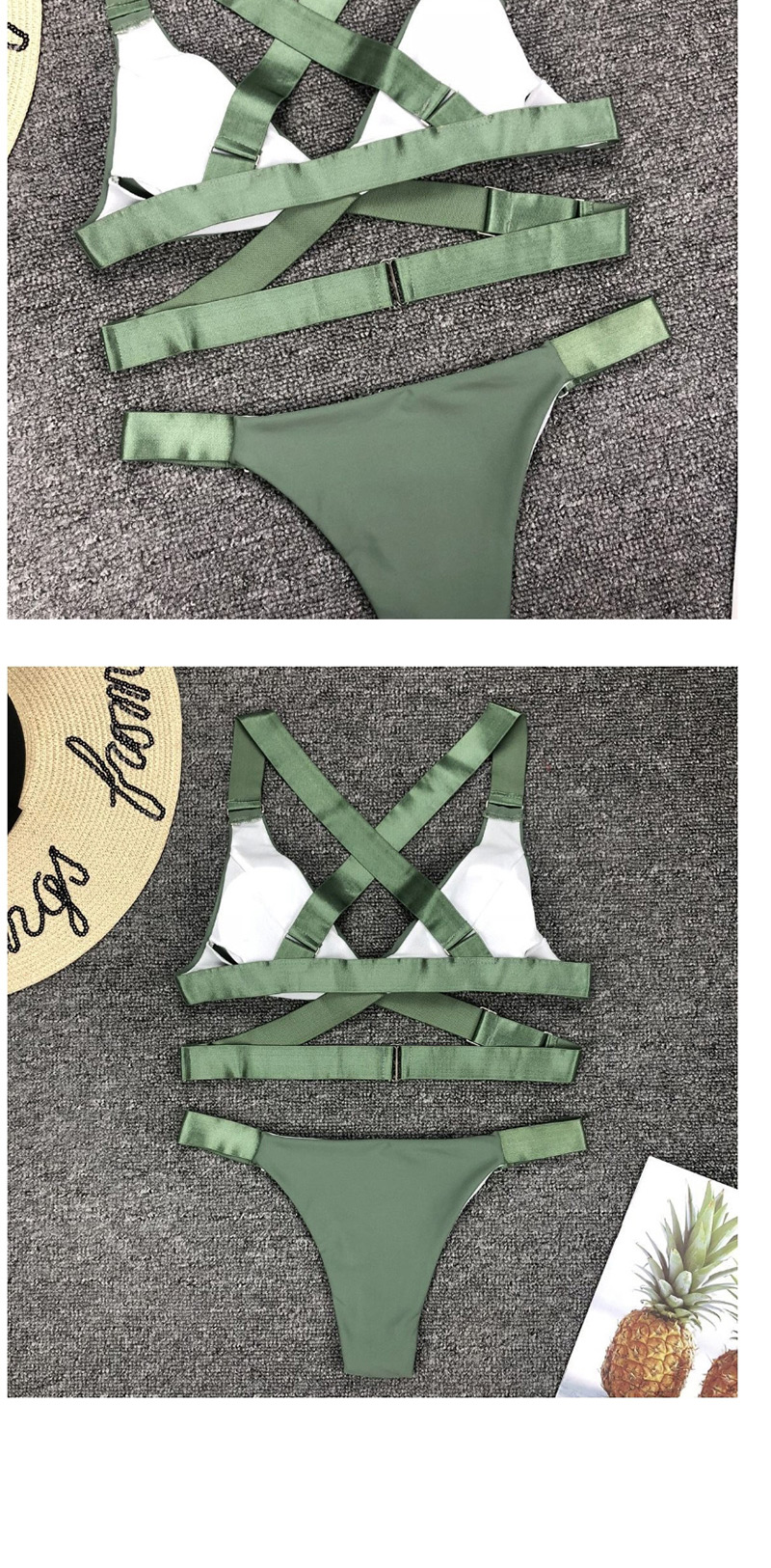 Fashion Army Green Adjustable Split Swimsuit,Bikini Sets