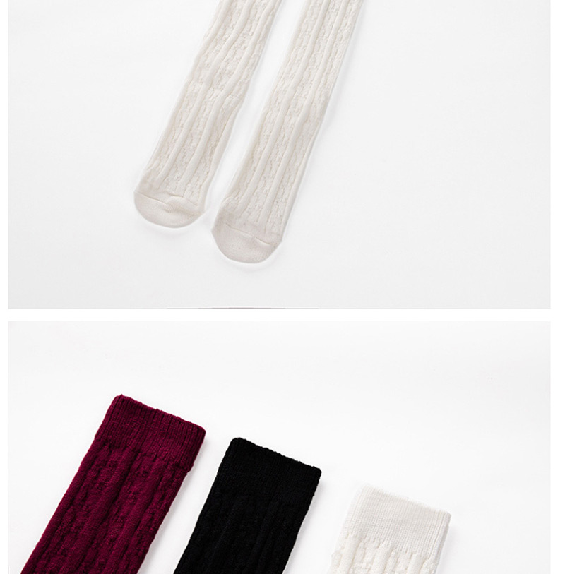 Fashion White Pure Color Tube Pile Wool Socks,Fashion Socks