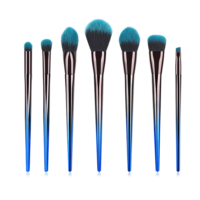 Fashion Blue Black Gradient 7 Sticks Of Diamond Blue Black Hair Makeup Brush,Beauty tools