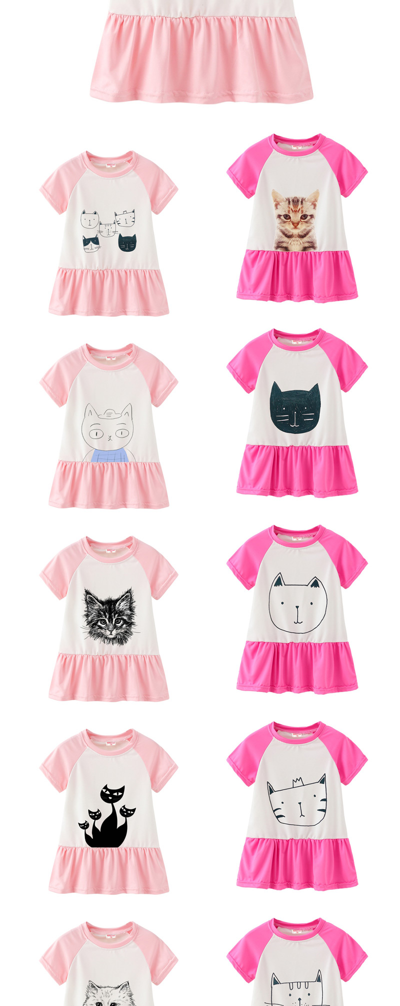 Fashion Pink Cartoon Cat Print Children