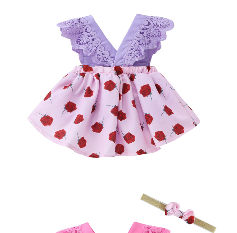 Fashion Purple Rose Lace Children