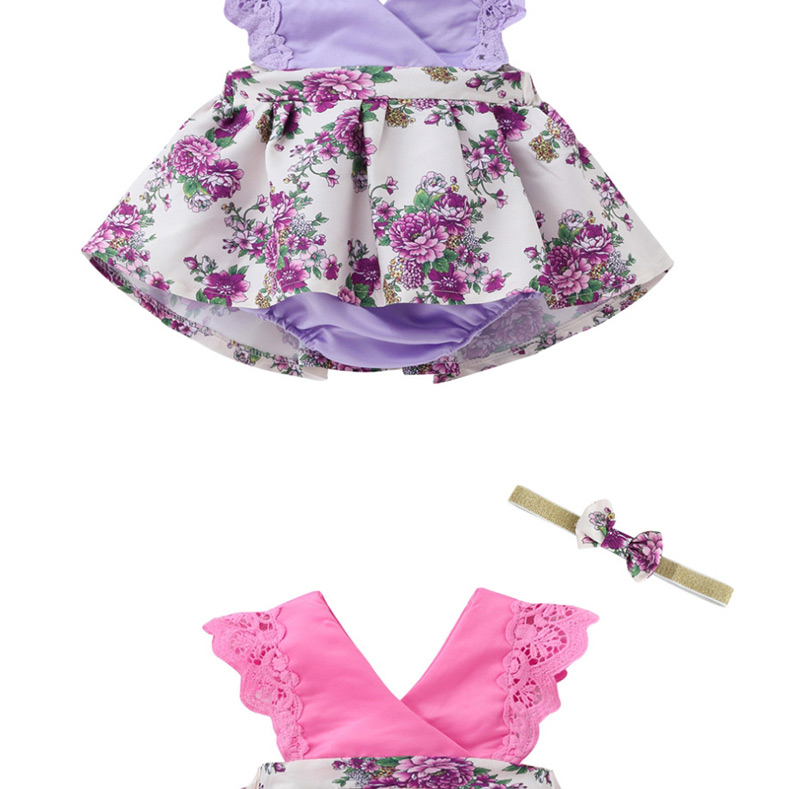 Fashion Purple Floral Lace Children