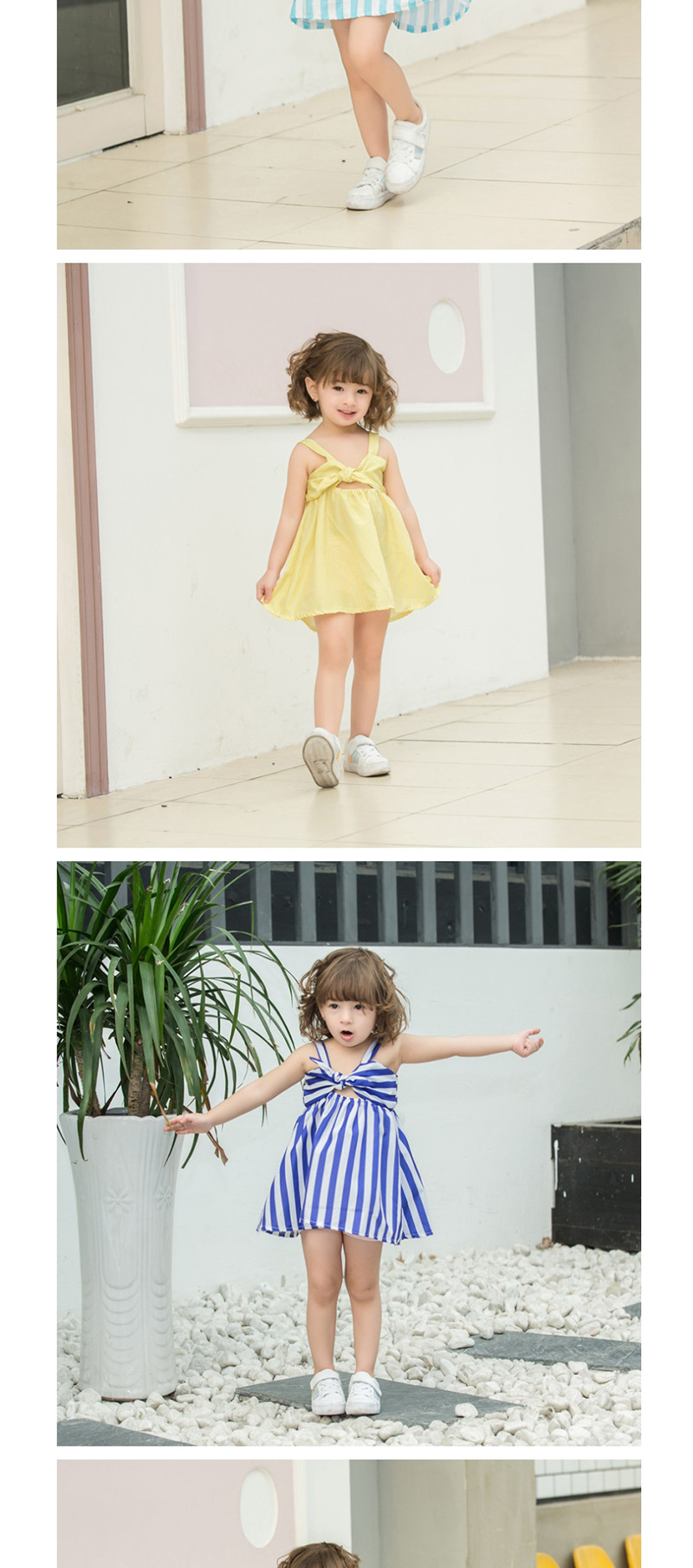 Fashion Yellow Thick Stripes Bow Striped Children