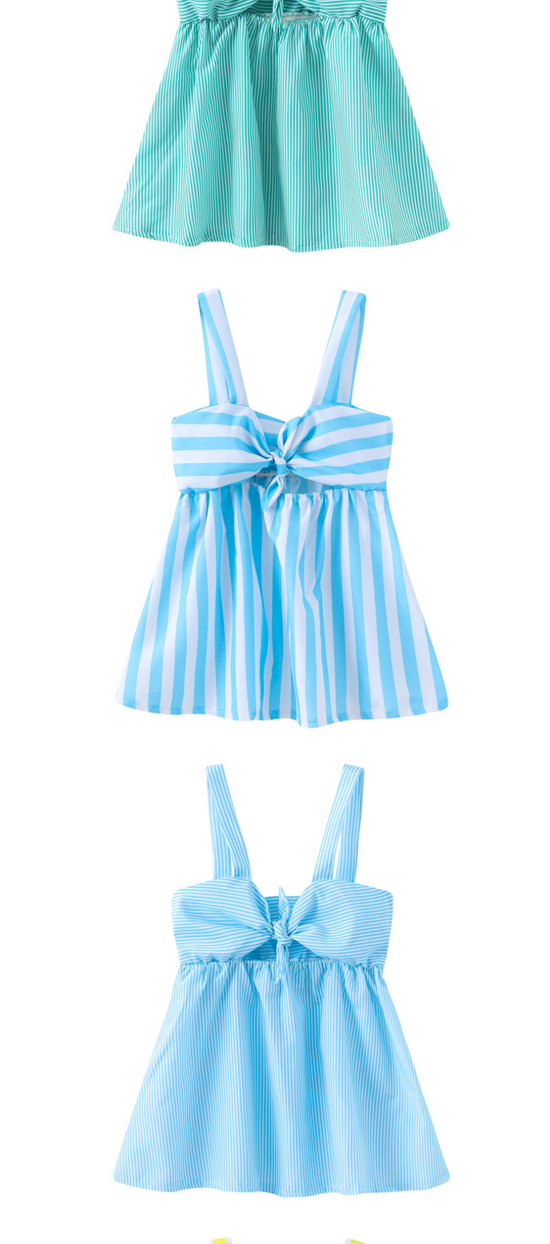 Fashion Sky Blue Pinstripes Bow Striped Children