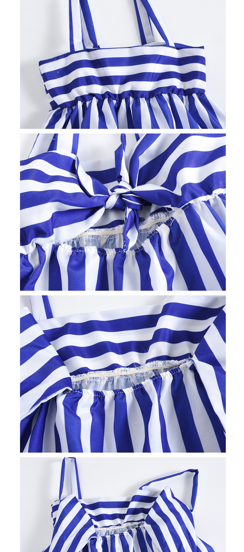 Fashion Sky Blue Thick Stripes Bow Striped Children