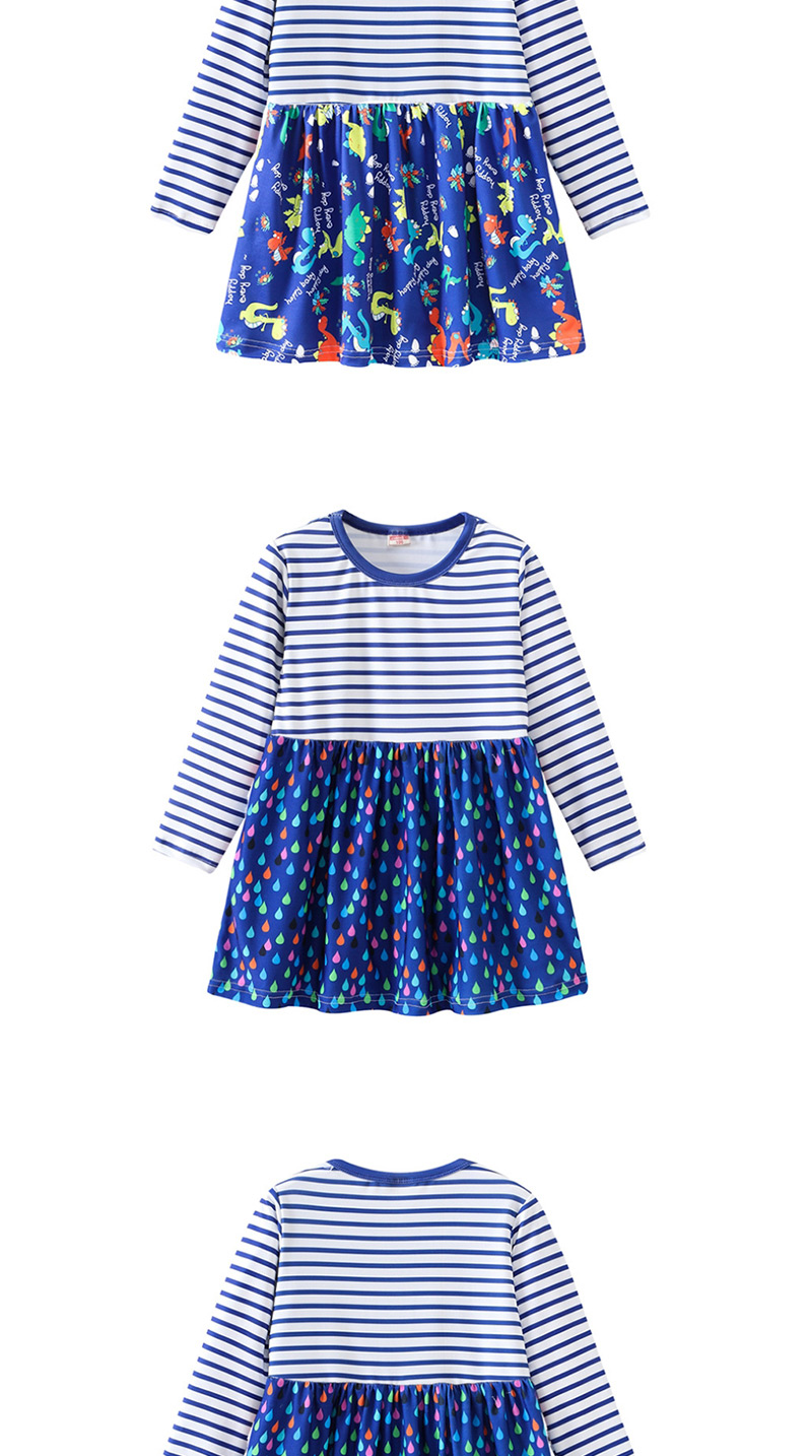 Fashion Blue Striped Print Stitching Children