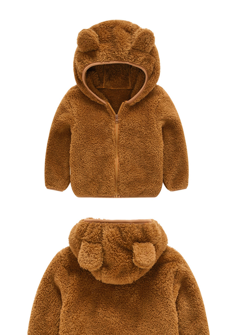 Fashion Dark Brown Bear Ear Baby Boy Hoodie Jacket,Kids Clothing