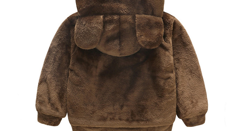 Fashion Brown Bear Hooded Lambskin Children