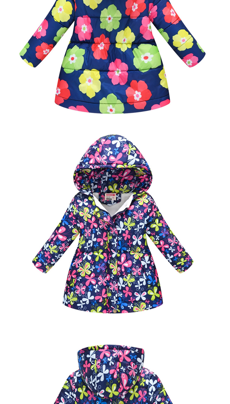 Fashion Sapphire Blue Colored Flowers Printed Padded Children